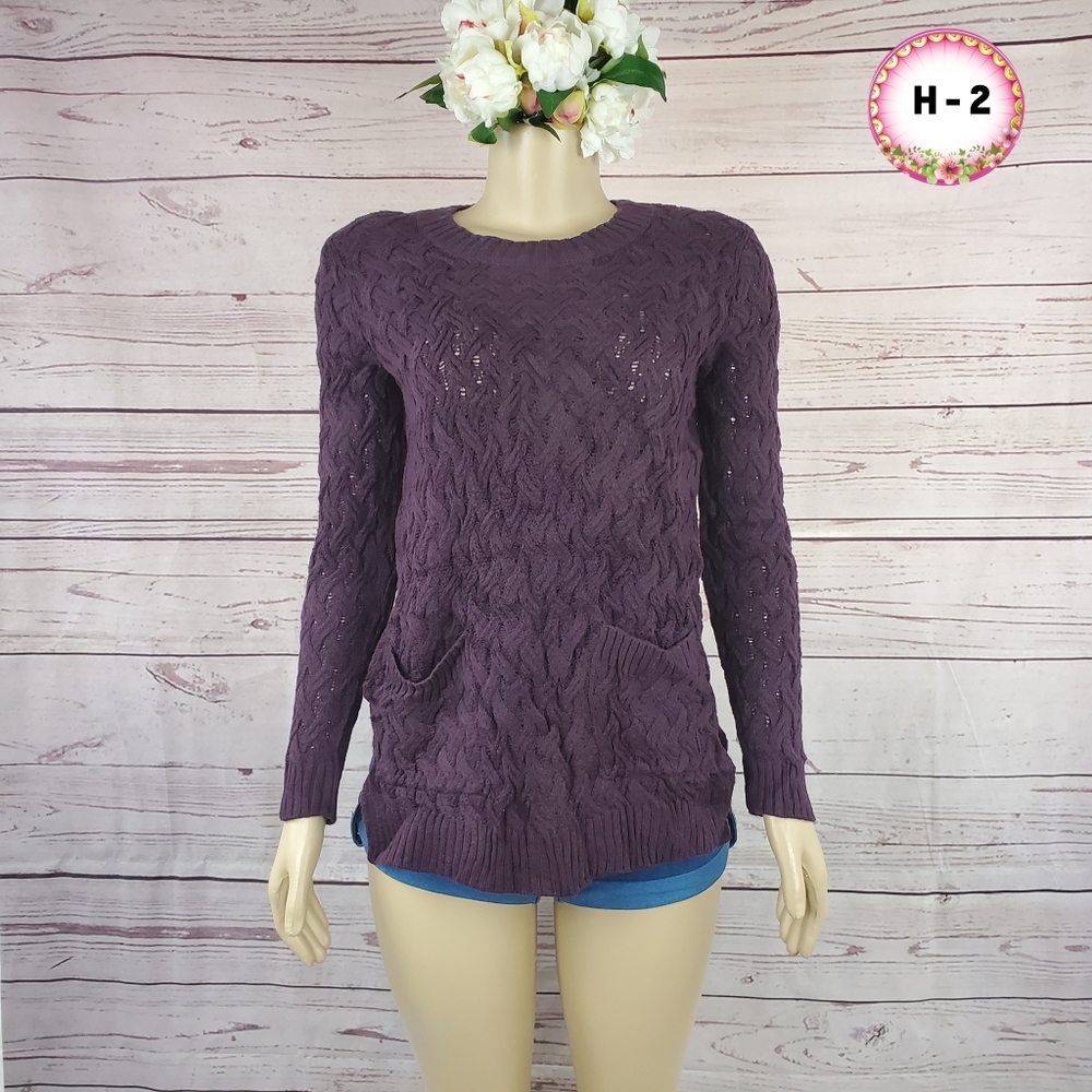 jeanne pierre purple small cable knit sweater